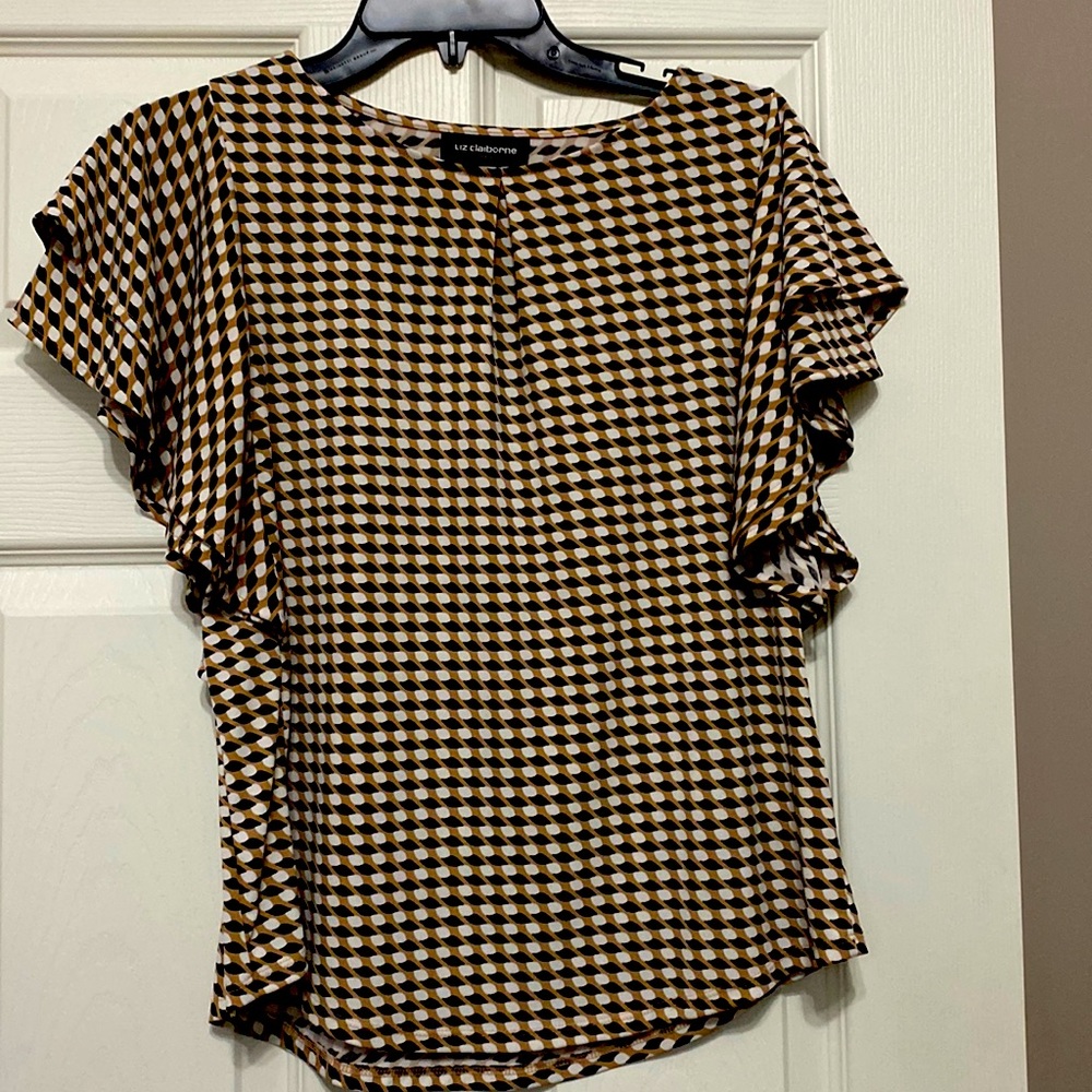 Liz Claiborne flutter sleeve blouse size small